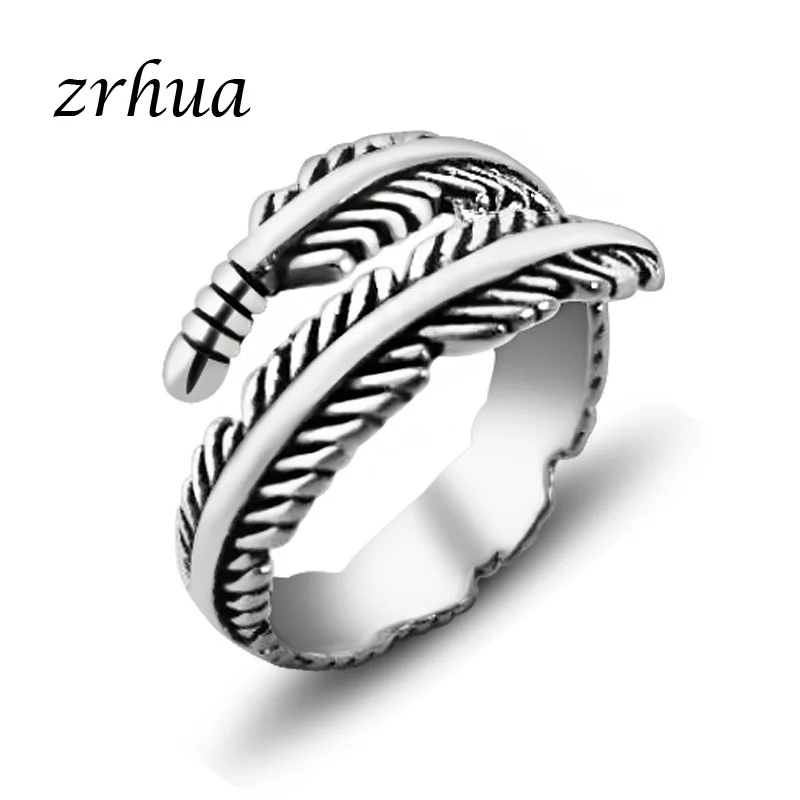 ZRHUA 2019 Brand Vintage 925 Sterling Silver Jewelry Retro Leaf Engagement Wedding Rings For Women Anillo Bijoux Wholesale Price | Украшения