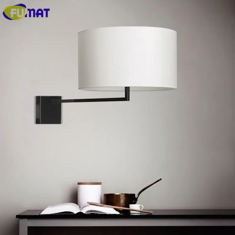 

FUMAT Fabric Shade Wall Sconce Modern Bedroom Bedside Light American Wall Light Fixture Living Room Corridor Wall Lamp