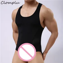 Clomplu Body Shaper Мужская ледяная Шелковая гладкая корректирующая одежда цельная одежда мужская корректирующие фиксаторы Leotard костюм в полоску