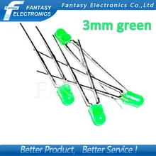 100 шт. зеленый светоизлучающие диоды для подавления переходных скачков напряжения зеленый загорится зеленым 3 мм led