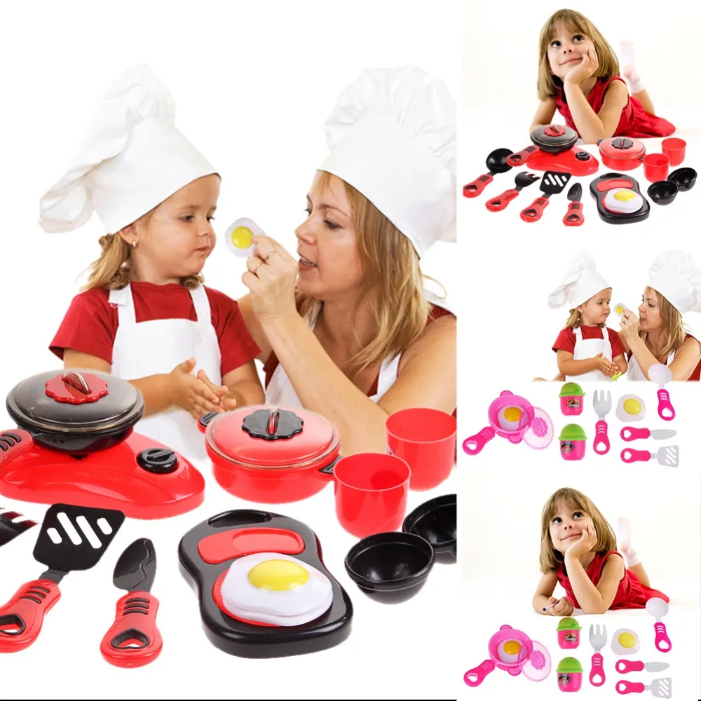 Kids Plastic Kitchen Ware Cooking Pretend Play Kitchen Toys Set Cooking