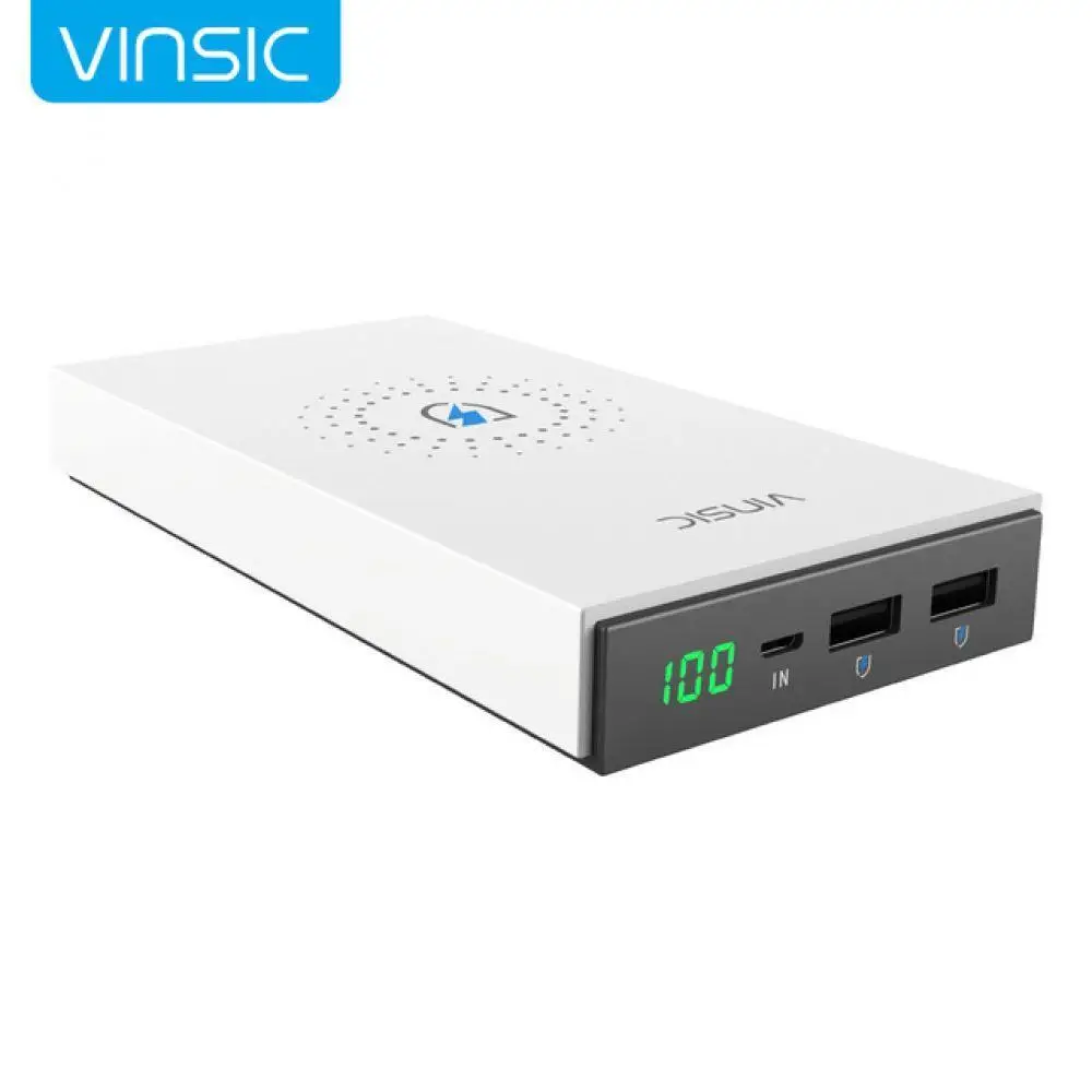 Vinsic 12000 мАч Внешний аккумулятор Qi беспроводной внешний зарядное устройство