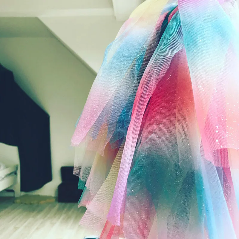 

10yard 15cm Iridescent Rainbow Tulle Roll DIY Dress Supplies Glittering Craft Tutu Skirt Wedding Girl Birthday Decorations