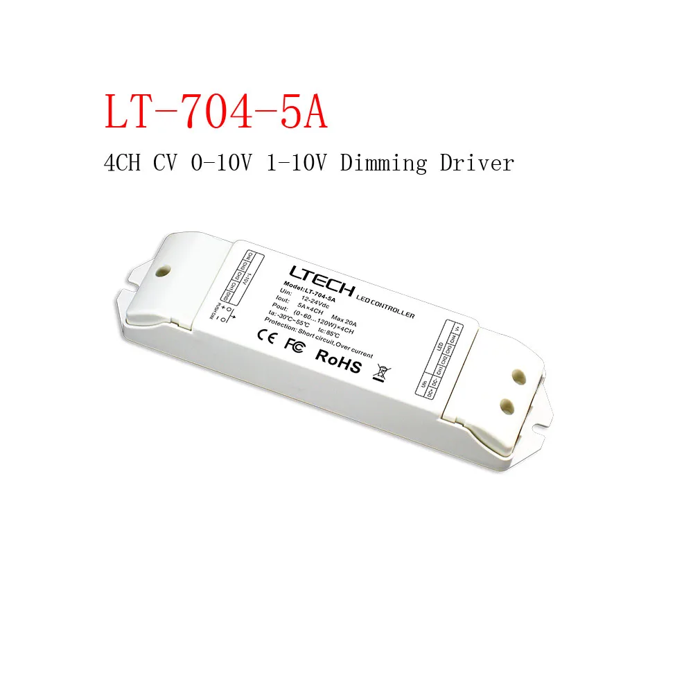 

LTECH LT-704-5A 4CH CV 0-10V 1-10V Dimming Driver Input/Output Voltage DC12-24V