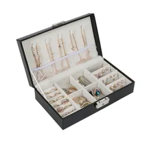 Многофункциональный органайзер для ювелирных изделий для женщин из искусственной кожи, коробка для демонстрации ювелирных изделий с замком для сережек, браслетов, ожерелья, колец