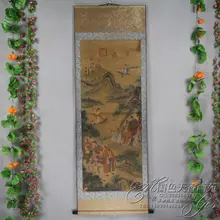 China Antique collection Boutique Calligraphy and painting the Eight Immortals Crossing the Sea diagram