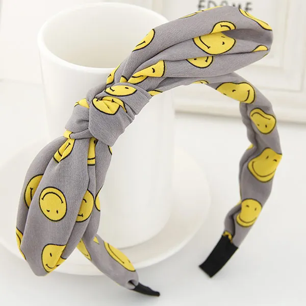 

2017 New Cute Women Girls Floral smile face Bow Knot Hairband Bunny Rabbit Ears Hair Hoop Hair Accessories