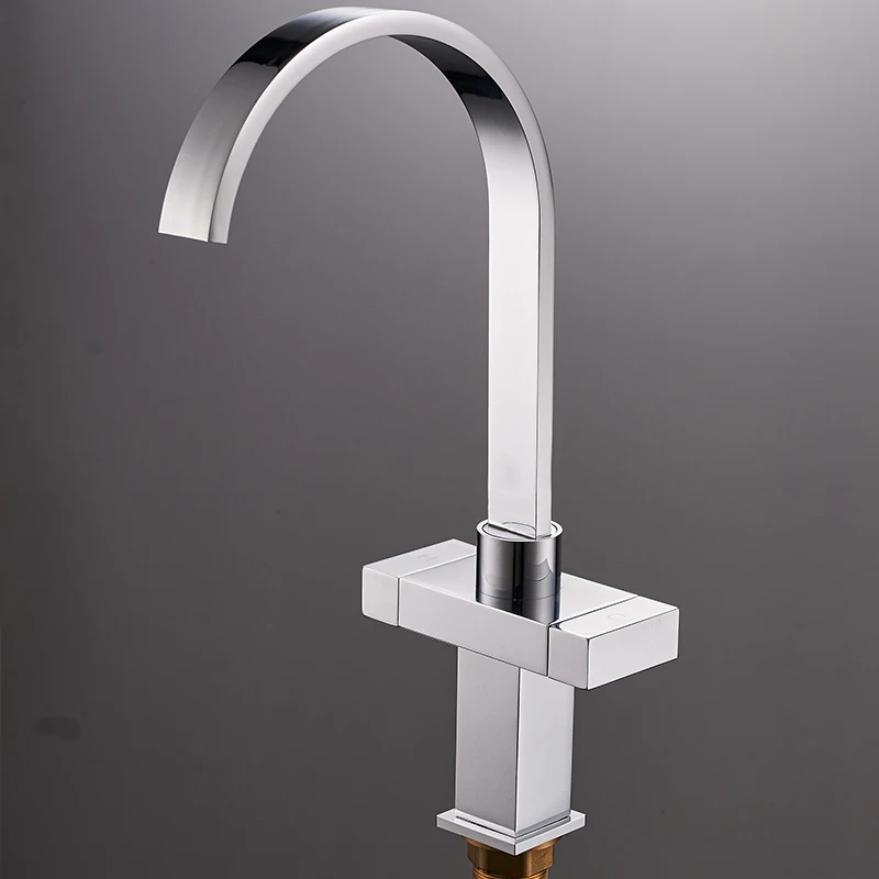 Modern Simple Waterfall Kitchen Faucet Square Dual Handle Stainless Steel Basin Faucets 360 Swivel Chrome Mixer Sink Tap 88307B Modern Simple Waterfall Kitchen Faucet Square Dual Handle Stainless Steel Basin Faucets 360 Swivel Chrome Mixer Sink Tap 88307B