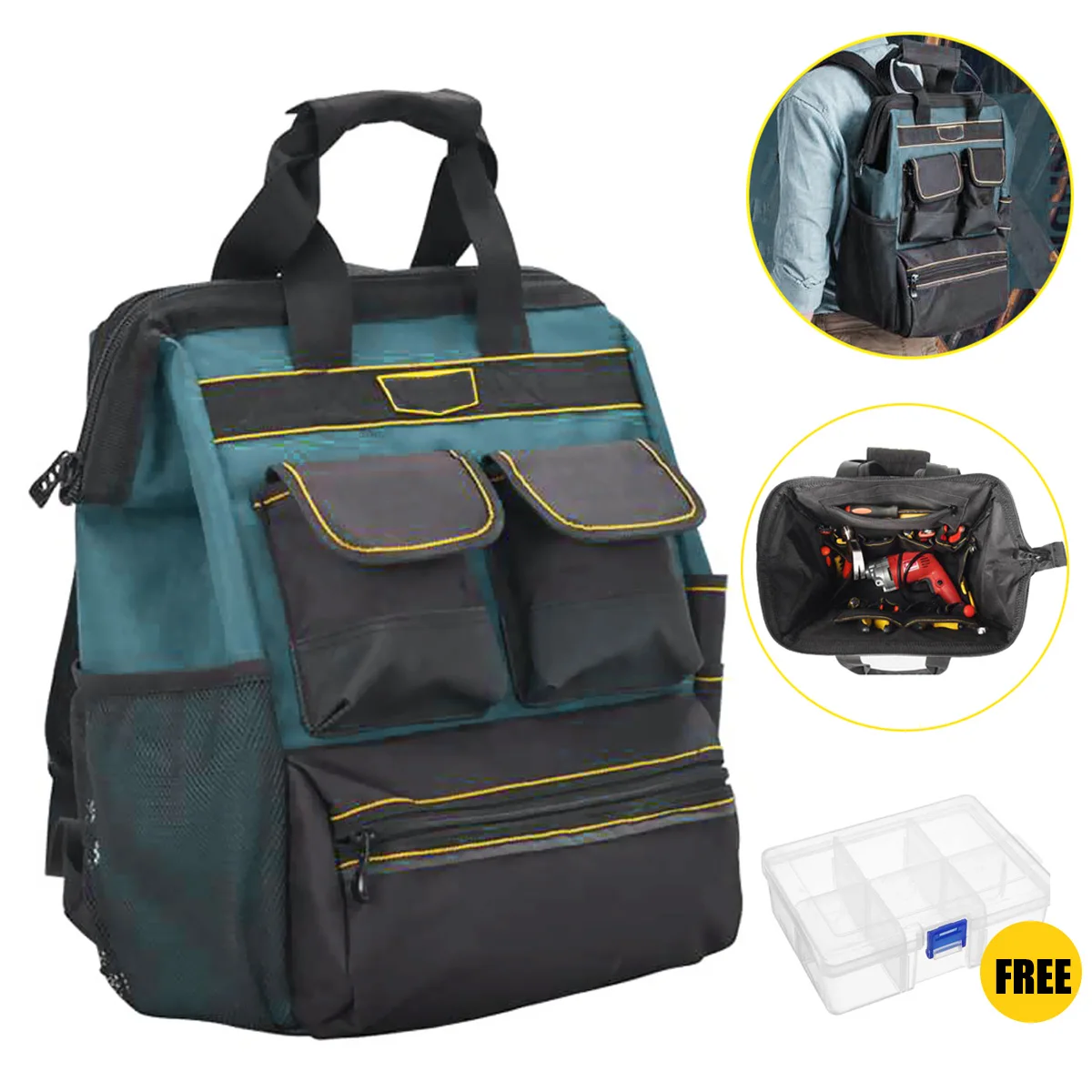 

Double Shoulder Oxford Cloth Electrician Tool Backpack High-density Multifunction 21 Pockets Large Capacity Maintenance Tool Bag