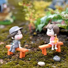 Мох микроландшафта Свадебные украшения Bench Пары Симпатичные куклы слизь DIY материалы кукольный домик аксессуары для детей