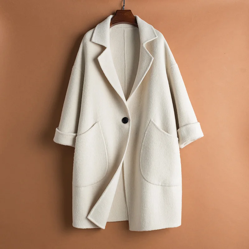 Femmes côté Veste Manteaux Hiver Nouvelle Laine Cachemire Alpaga 2018 Beige Feminino Femme Manteau Automne Double Casaco coffee F11239 FwtXqxxSKz