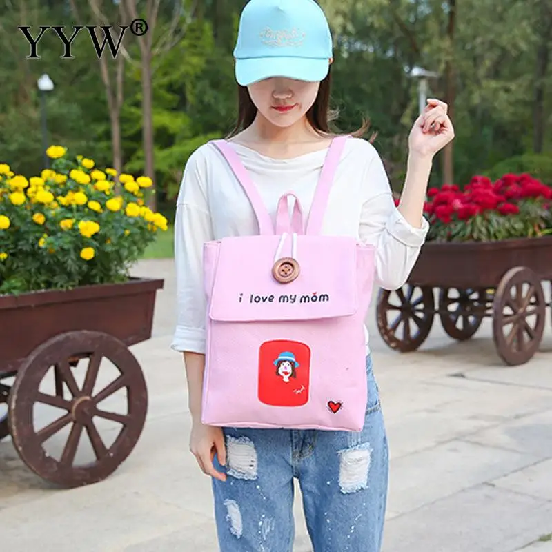

Canvas Backpack Women Casual Large Capacity Square Shape Travel Rucksack Letter Laptop Backpack Female Shoulder Bags Pink Tote