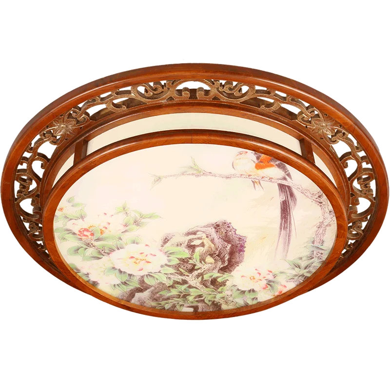 

Chinese ceiling lamp round bedroom study lamp antique ceiling light led solid wood Chinese living room lamp wl425935