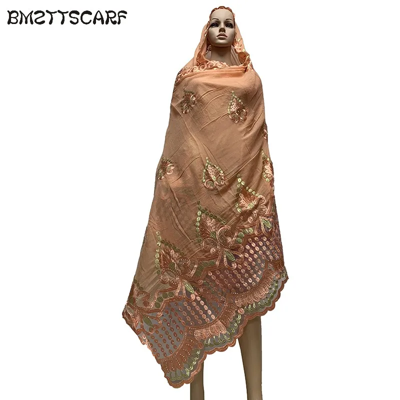 Мусульманский шарф африканская Женская шаль шали высокого качества тяжелый хлопок матч шарф из тюли мусульманский шарф больших размеров для пашмины BM707 - Цвет: BM707 5