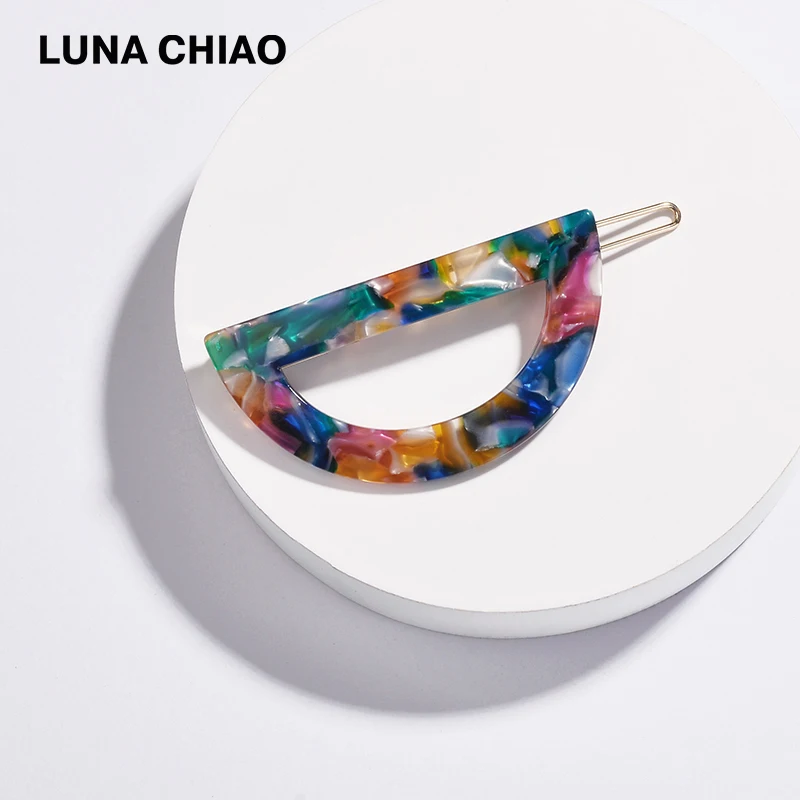 LUNA CHIAO популярные аксессуары для волос полукруглые акриловые Черепаховые