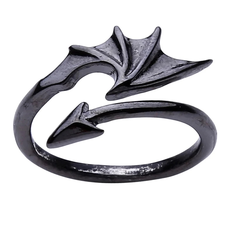 Новое поступление, панк, маленький дьявол, дракон, готический злой вампир, открытые кольца, вечерние кольца на Хэллоуин, ювелирные изделия, подарок для мужчин, индивидуальная Мода - Цвет основного камня: Black