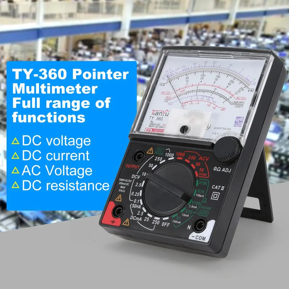 TY-360 Указатель мультиметр AC/DC Вольтметр Амперметр True RMS диод ом тестер сопротивления удержания данных аналоговый w тестирование свинец распродажа