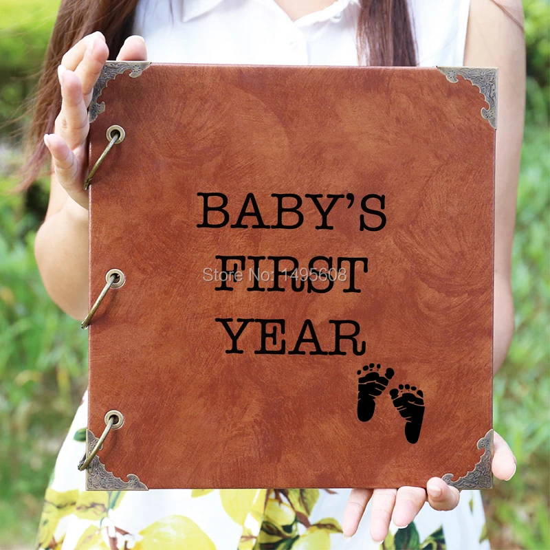 

Photo Album Baby Shower & Newborn Gift/Custom Put Leather Cover Photo Album/Baby Feet Design Photo Album/ Scrapbook/ Baby Showe