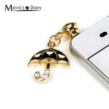 Универсальный мм 3,5 мм Diamond пыли разъем Аксессуары для мобильных телефонов Зонт с сердечками наушники вилки для iPhone 6 6S Xiaomi samsung