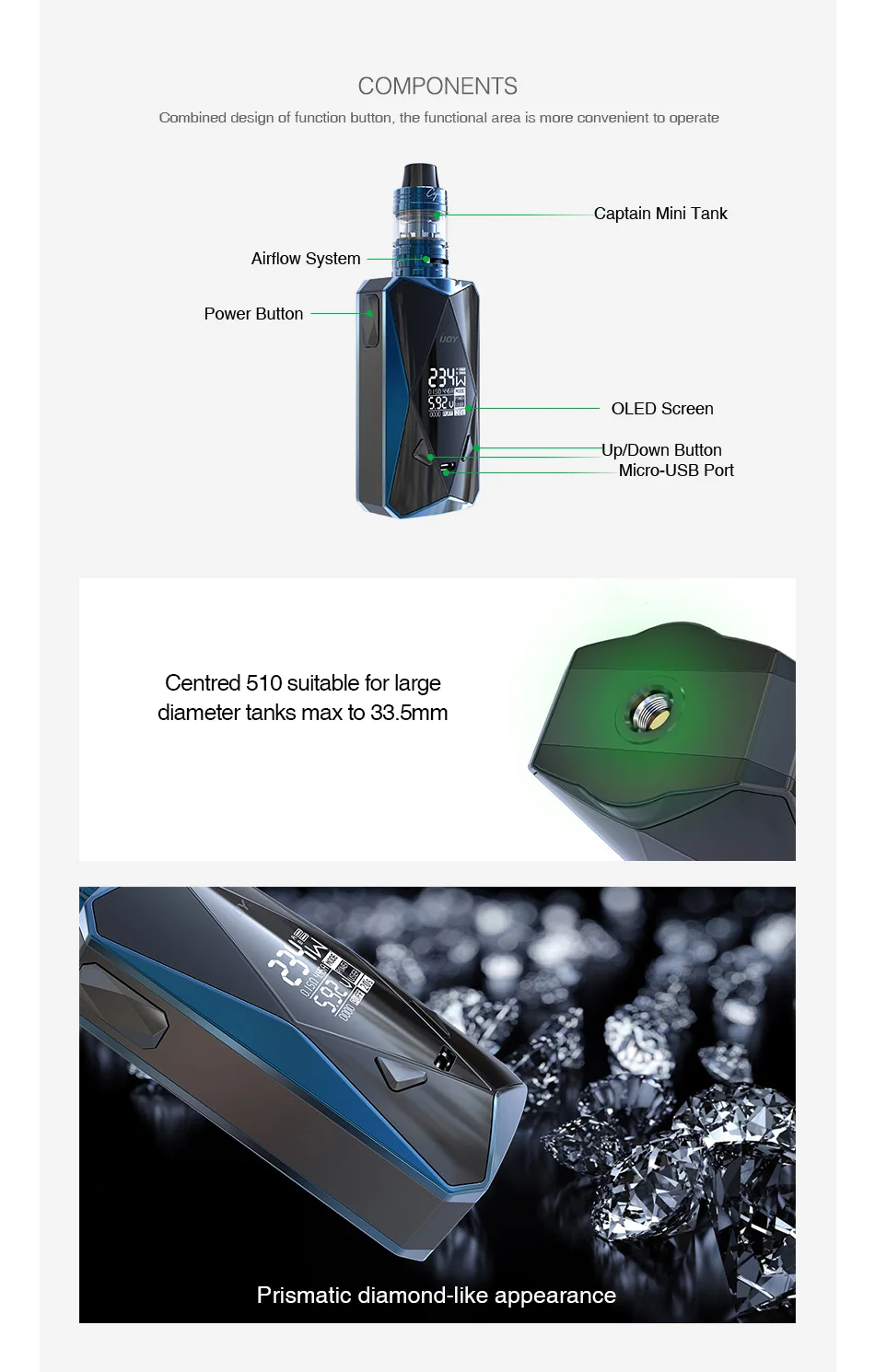 IJOY Diamond PD270 234W TC Kit with Captain Mini