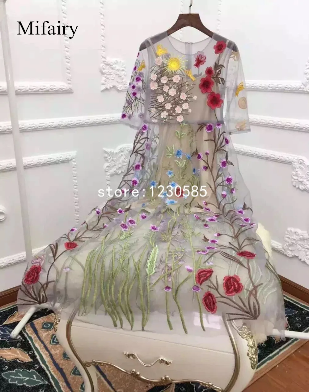Прозрачное Сетчатое вышитое длинное женское платье сексуальное Vestidos De Festa