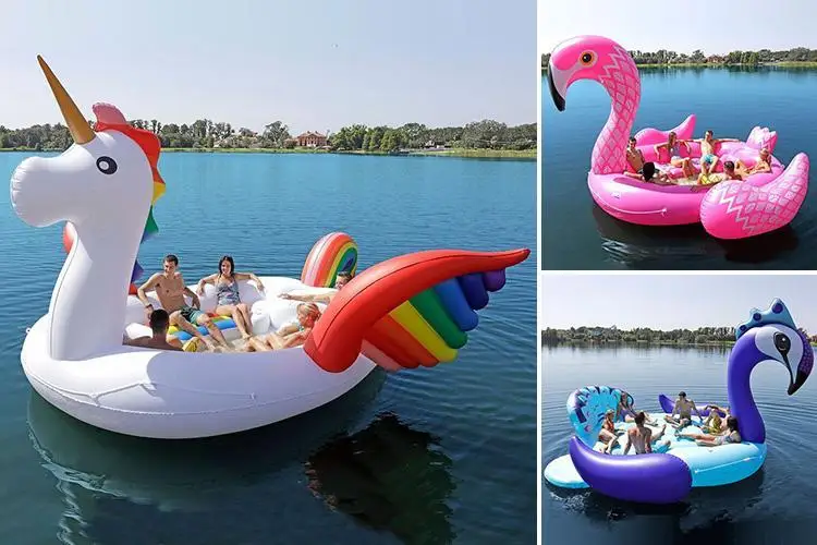 Shiny Adults And Children Inflatable Flamingo Rose Ride-On Swimming Ring Toys For Water Holiday Party