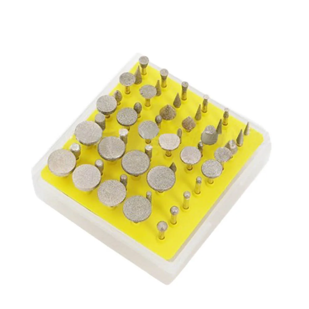 50PCS Diamond Coated Rotary Grinding Grinder Head Burr Kits Set Grit 1/8 Inch Shank For Rotary