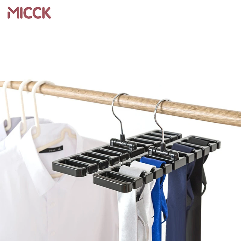 MICCK تخزين الرف البلاستيك التعادل أحزمة وشاح الرف المنظم الفضاء التوقف تنظيم خزانة شماعات مع خطافات معدنية على جدار