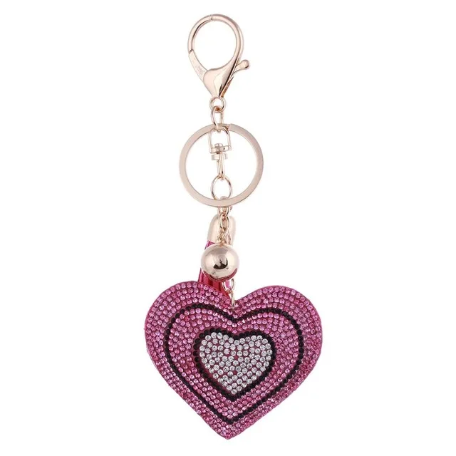 Дизайн богемное сердце брелок для ключей с кожаными кисточками золотой ключ держатель металлический хрустальный ключ цепь очаровательный брелок сумка Авто подвески - Цвет: FT025
