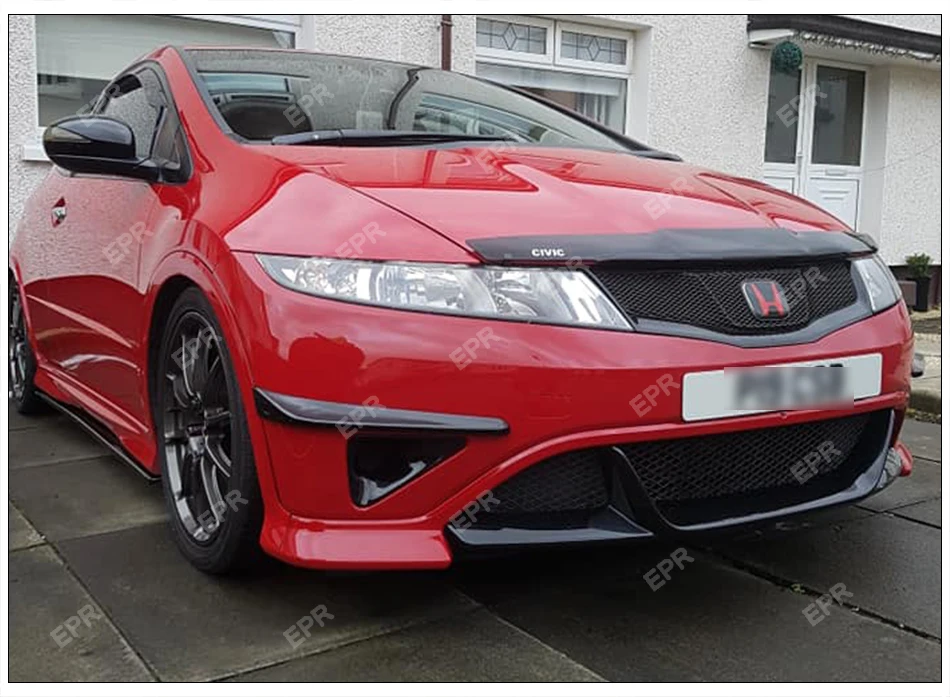 Карбоновый гоночный фонарь для Honda Civic FN2 type R из углеродного волокна, противотуманный светильник, комплект обшивки глянцевого волокна, передний бампер, головной светильник, крышка