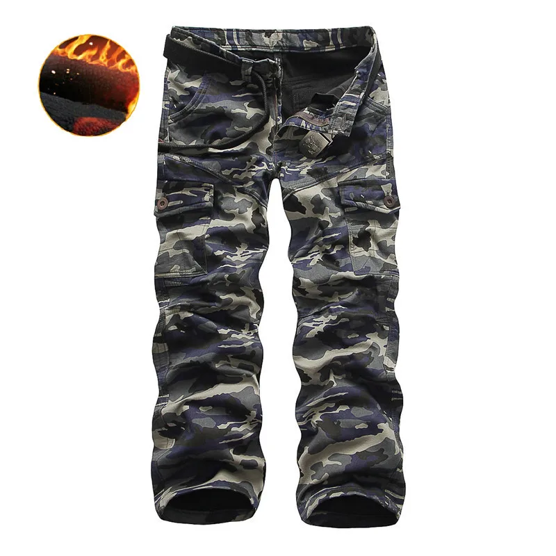

Winter Thicken Fleece Cargo Brand Pants Men's Double Layer Military Army Tactical Cotton Casual Camouflage Trousers Warm Pants