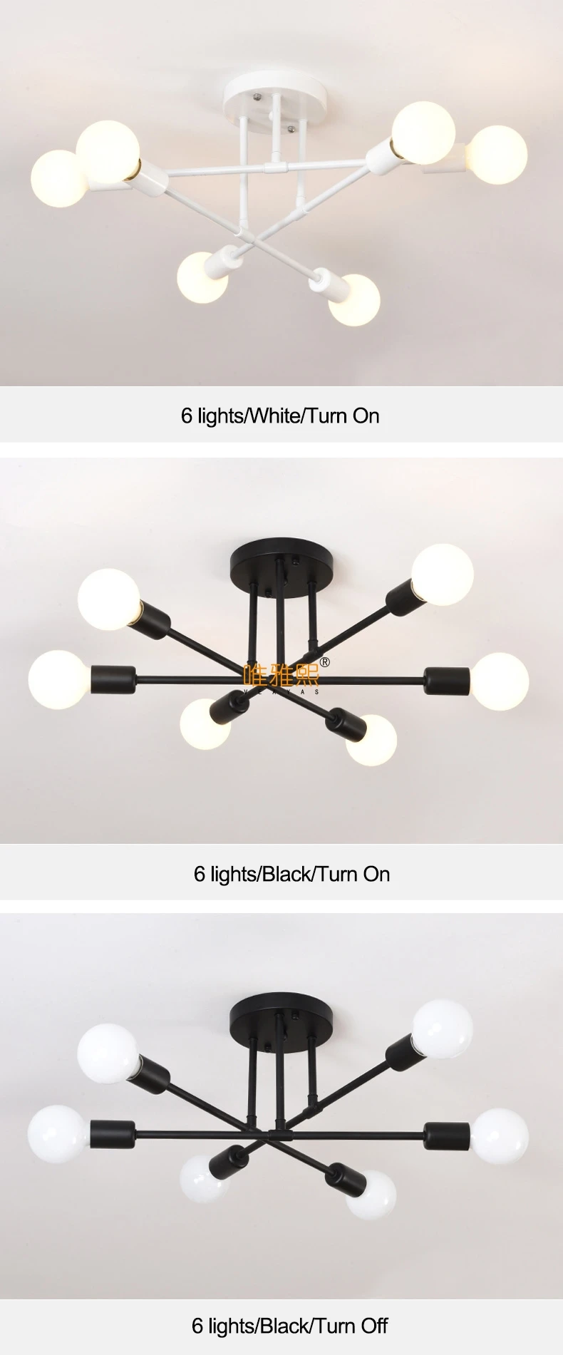 Бесплатный светодиодный светильник 85-265 в E27 Chander Lighting Vintag, светодиодный светильник, промышленные лампы, 6 ламп, люстра, светильник, белый