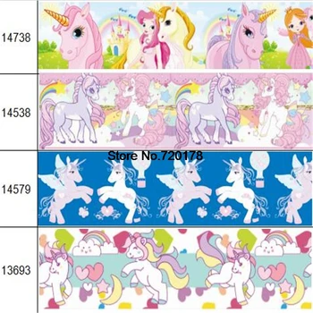 

22mm Hot sale Unicorn cartoon Printed grosgrain ribbon 50Yards/rolls 4designs XJOW06