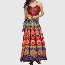 Faldas Mujer Summer Women's Sexy Casual Multicolor Feather Print Skirt Loose Bohemian Long Bohemian Beach Skirt jupe femme 40