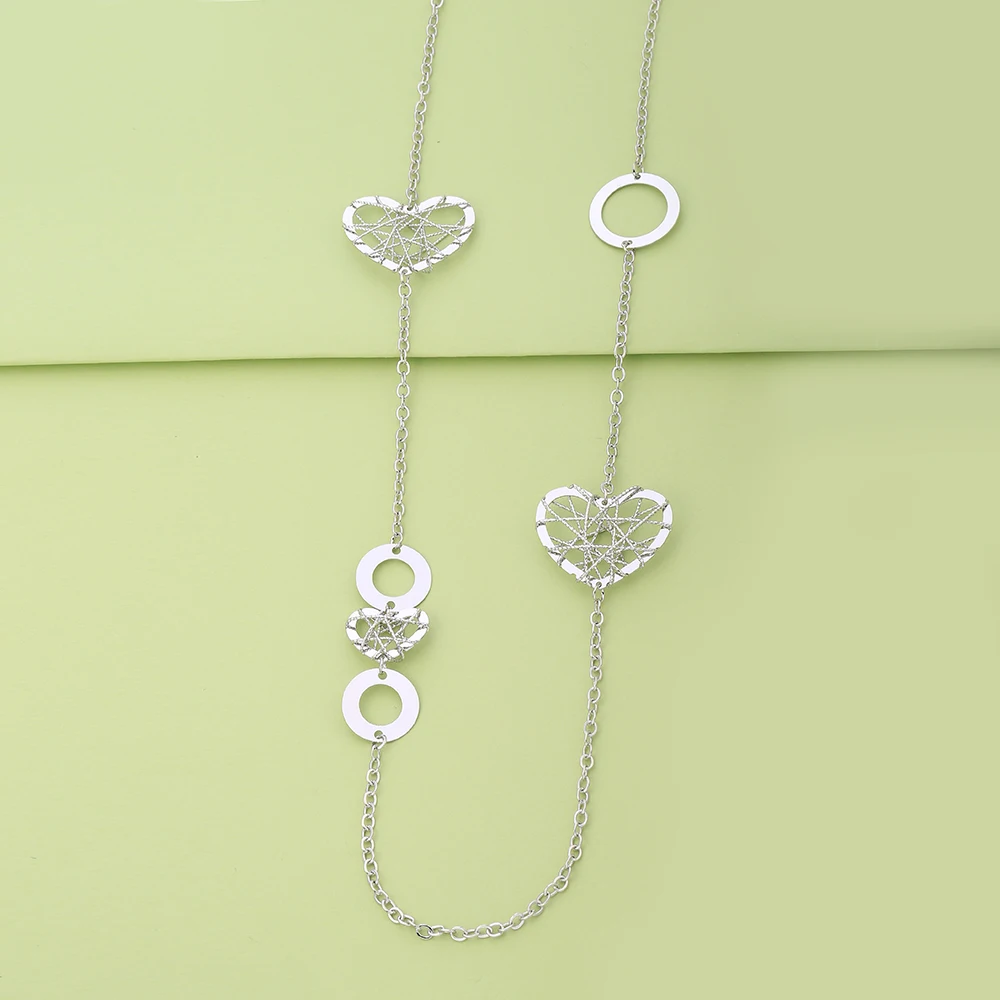 Золотое длинное ожерелье с цепочкой, Женская Геометрическая подвеска-талисман в виде Круга, полые шарики, подвески в виде сердца, женское колье, массивное ожерелье, Прямая поставка