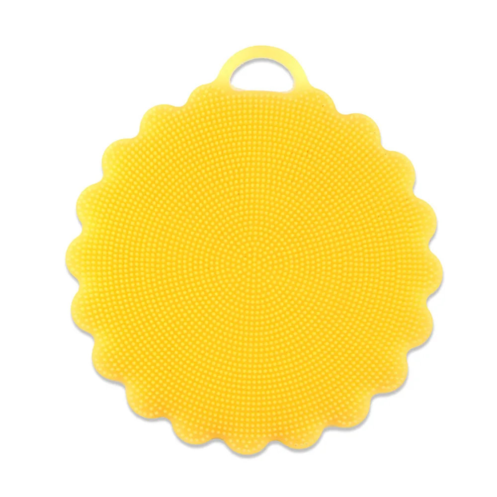 Силиконовая щетка для мытья посуду многофункциональный скребок для овощей термостойкая прокладка фрукты стиральная кисть силиконовая чаша для чистки экрана - Цвет: flower yellow