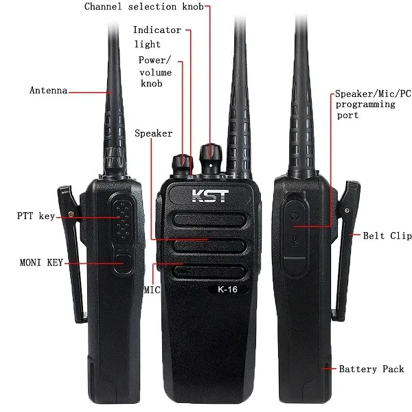 16 Вт реального Мощность мобильный двухстороннее радио DC12V 1 шт. Walkie Talkie KST K16 10 км long range Портативный FM трансивер с 4000 мАч батареи