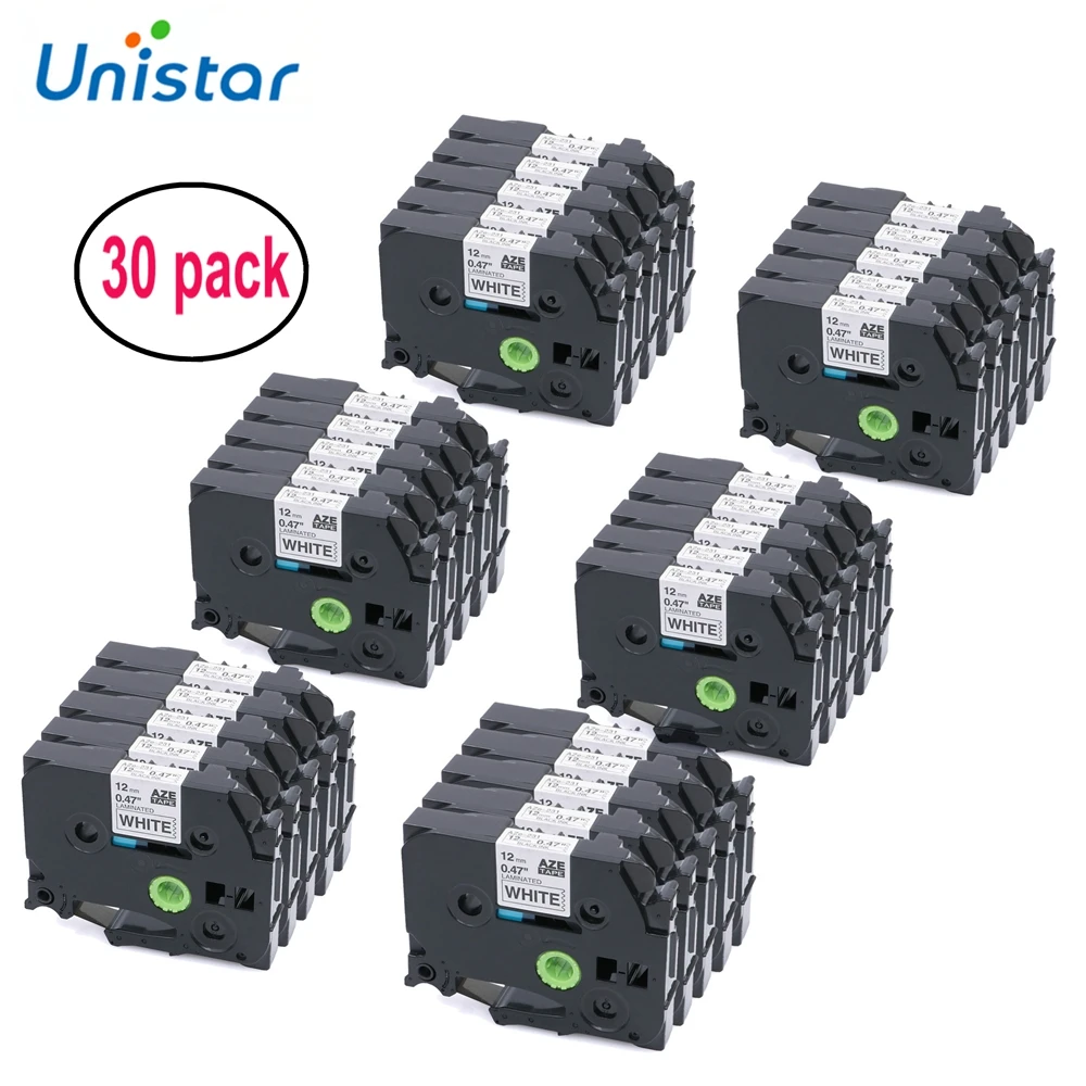 Unistar 30 Φ Совместимость с Brother P touch 12 мм черные на белом ленте для этикеток PT1010