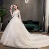 2022 New Vintage O Neck Full Sleeve Wedding Dress Illusion Simple Lace Embroidery Custom Made Bridal Gown Vestido De Noiva L ► Photo 2/6