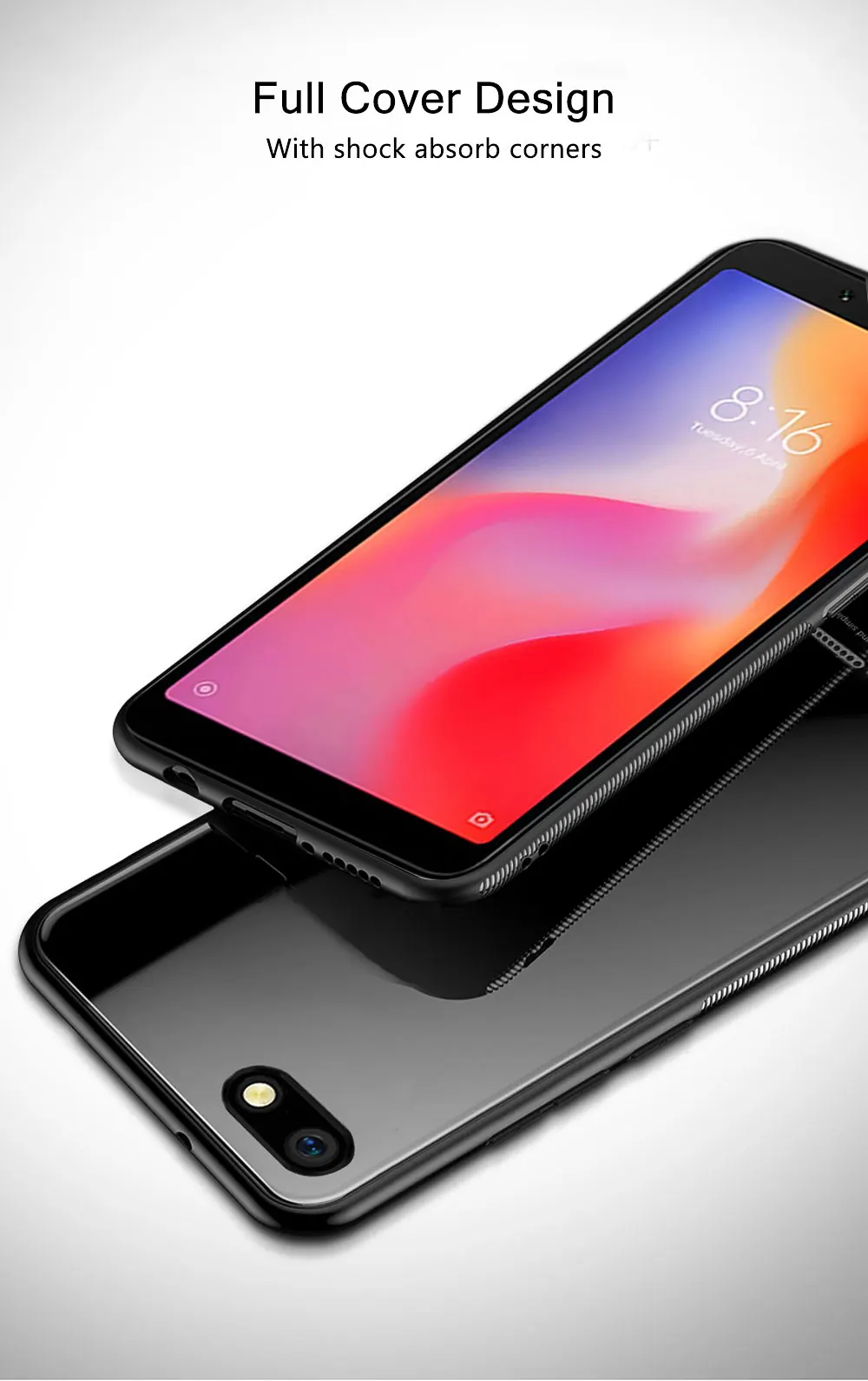 Стеклянный чехол для Xiaomi Redmi 6A, роскошный чехол, закаленное стекло, силиконовая рамка, гибридный жесткий чехол на заднюю панель для Redmi 6A, чехлы