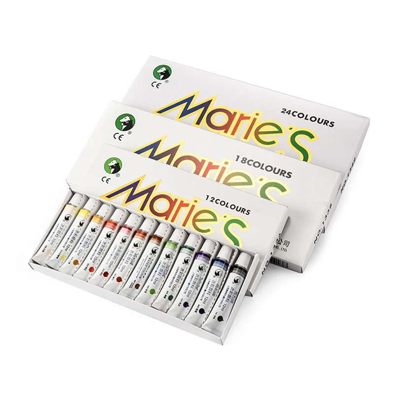Maries Watercolor Paint Beginner 12/24/36 Color Art Painting Children 12ml Watercolor Paint Hand-painted Set