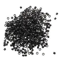 Горячая GCZW-500pcs, черные силиконовые мини звенья, кольца для наращивания волос с перьями