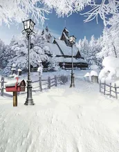 5X7ft vinil inverno nevando Fotografia Fundos da vila Impresso crianças cenários de Fotografia para estúdio de Fotografia