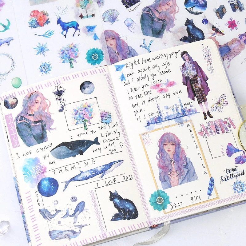 

Girl Cartoon Stickers Anime Cute Kawaii Sticker Mobile Phone Book Gift DIY Ablum Diary Scrapbooking Decoration Label Kid Sticker