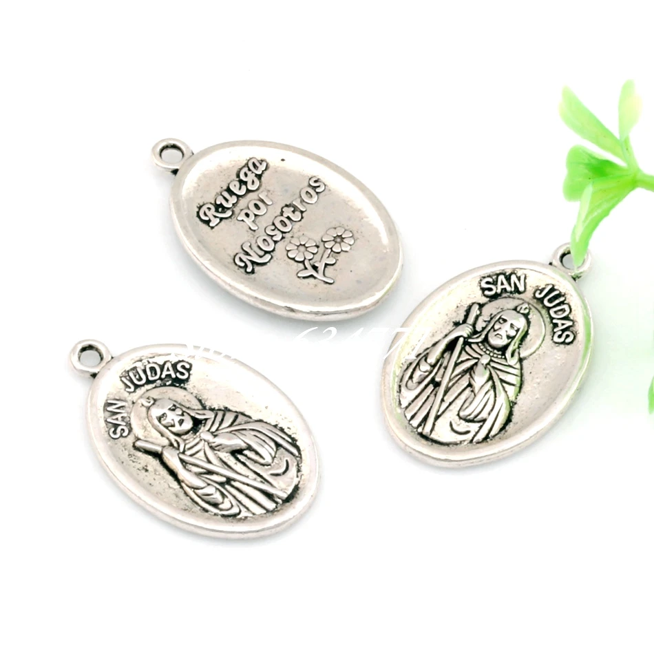 12Pcs San Judas Tadeo Charm Pendants For Jewelry Making Bracelet Necklace DIY Accessories 16x26mm A-450 5