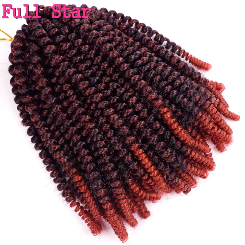 

Full Star Spring Twist 8 inch Synthetic Crochet Hair Extensions Ombre 350R Red Blue Purple Braids Hair For Black Women 110g