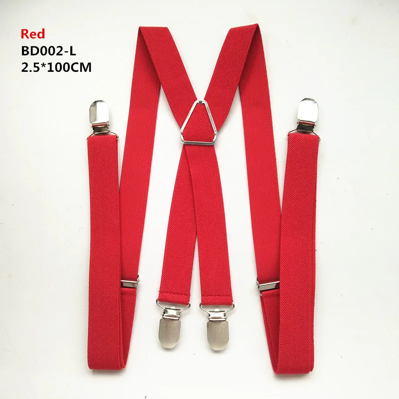 120 см длина сплошной цвет взрослые мужские подтяжки 2,5 см регулируемый эластичный ремень X-Back подтяжки для женщин рубашки остается BD002 - Цвет: red-100cm