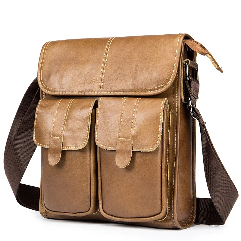 

Men Genuine Leather Flaps Solid Male Shoulder Bag Cow Leather Man Crossbody Bags Casual Flap Pocket Messenger Bags Small Cover