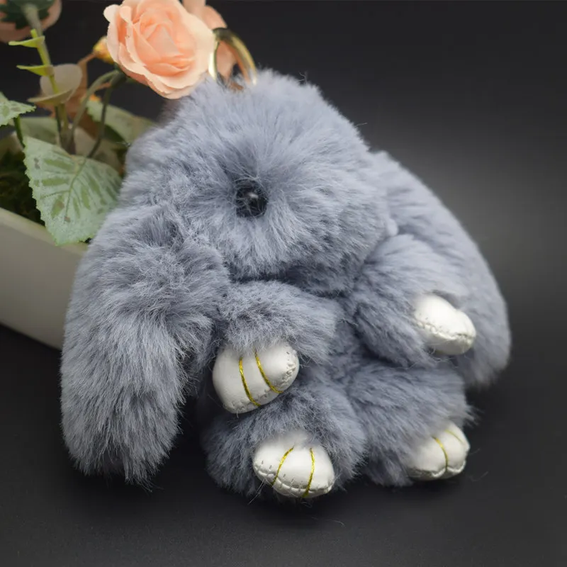 

mini Rabbit fake Fur Pompom Keychain 13cm banny Bag Charm Car Pendant Key Cover Trinket Women Chaveiro Keychains Handbag