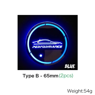 Скорость полета 2 шт. светодиодный производительность машины подставки под чашки коврики для BMW G30 F30 F34 F20 F10 F15 F16 F25 F26 F07 F48 E70 E90 E92 E60 E84 E87 - Название цвета: 65mm blue